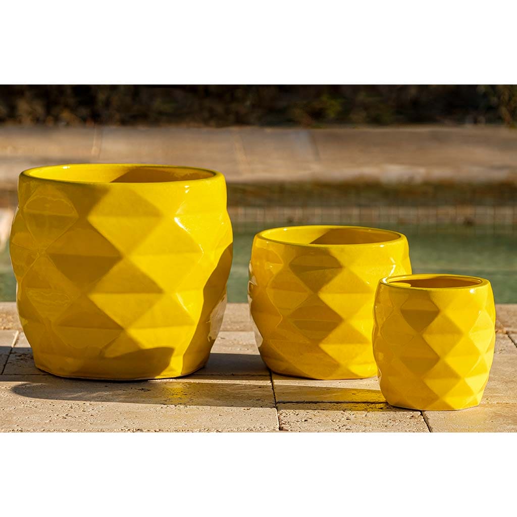 yellow planter pot Campania International Origami Planter in Limon set of 3