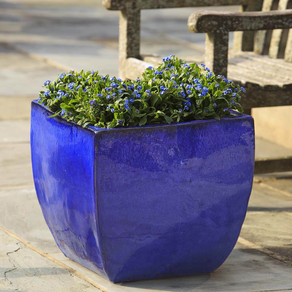 blue indoor planter Campania 150387-1903 Obsit Square Planter