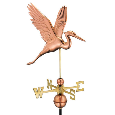 Good Directions Graceful Blue Heron Weathervane in Pure Copper