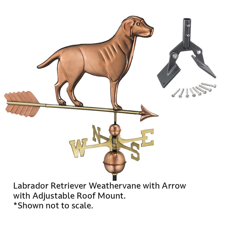 Good Directions Labrador Retriever Weathervane with Arrow in Pure Copper