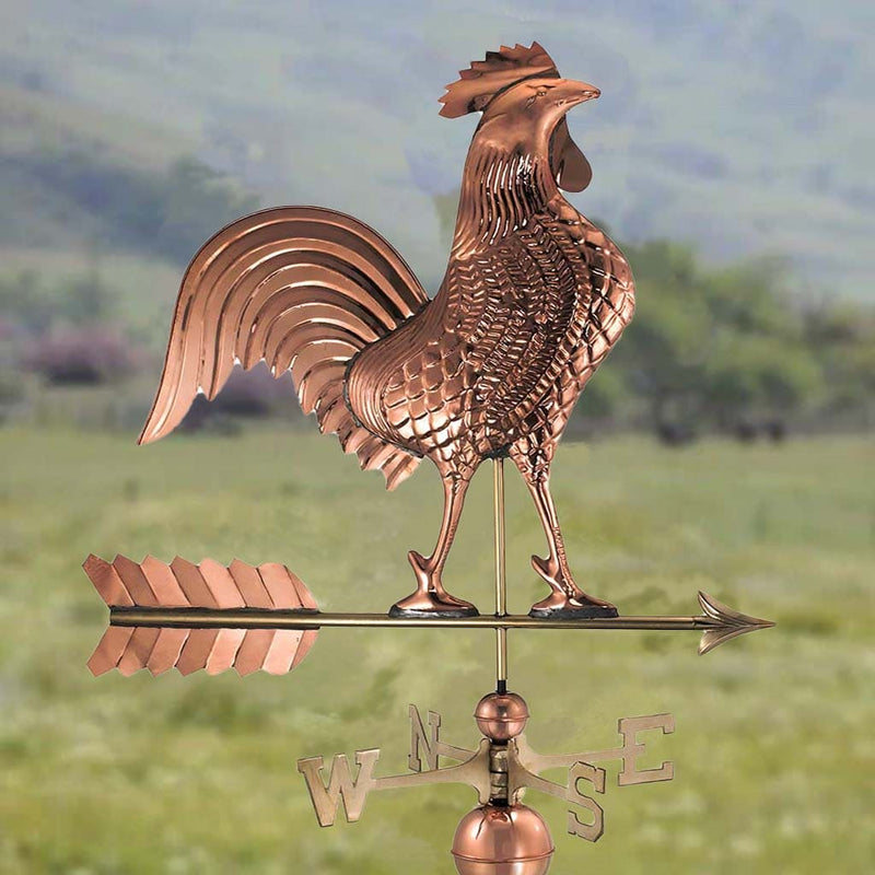 Good Directions Large Rooster Weathervane in Pure Copper