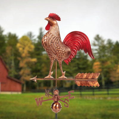 Good Directions Large Rooster Weathervane in Pure Copper Multi-Color Patina