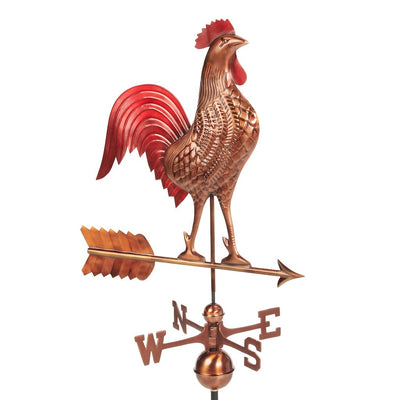 Good Directions Large Rooster Weathervane in Pure Copper Multi-Color Patina
