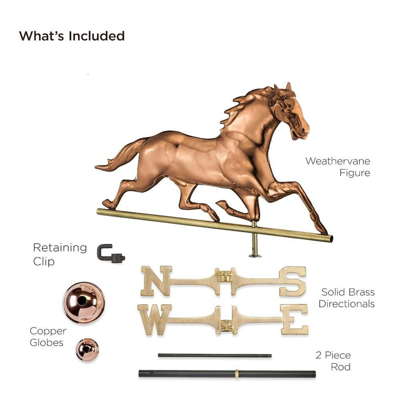 Good Directions Horse Weathervane in Pure Copper