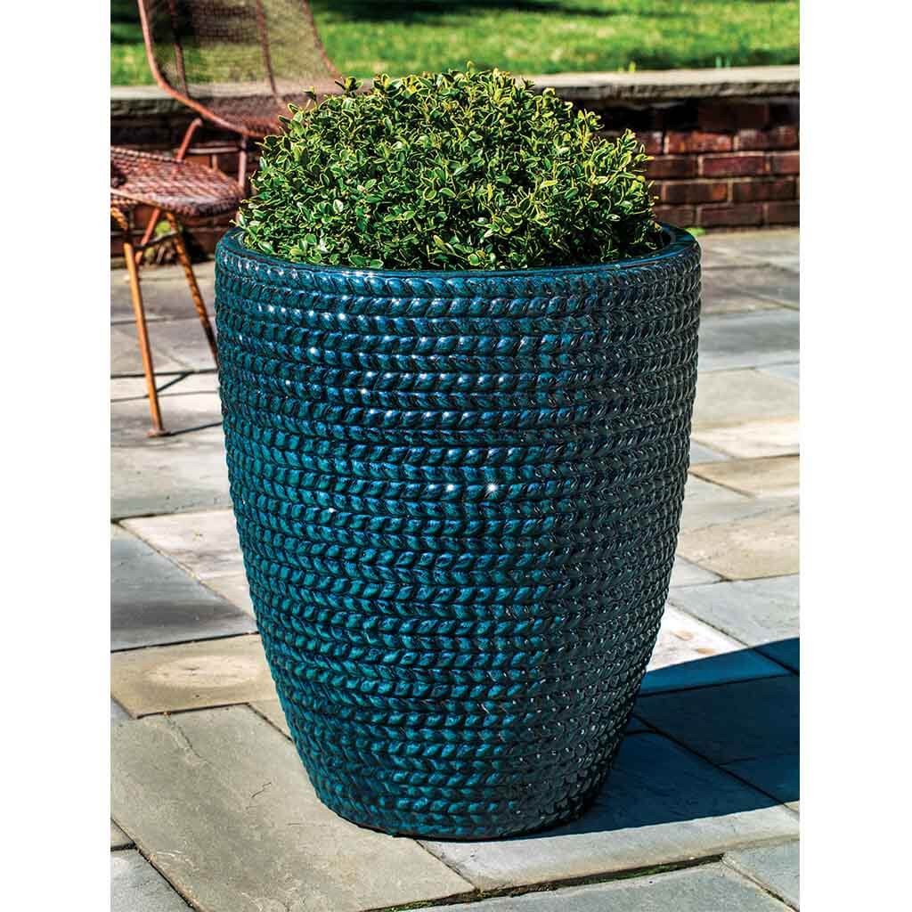 large wicker plant pot Sisal Weave Planter Set of 3, Tall Campania International Indigo Rain