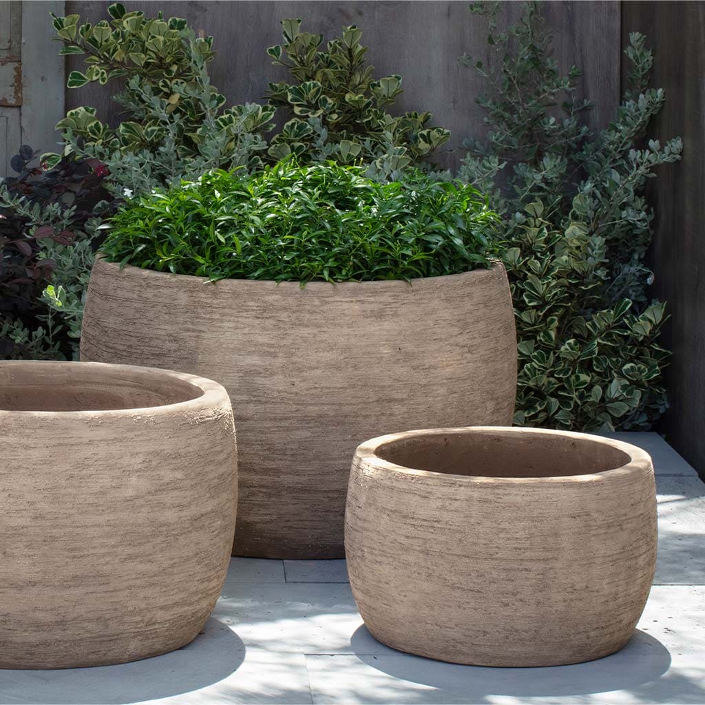 outdoor plant pot set of 3 Denali Planter, Low - Brown Terra Cotta