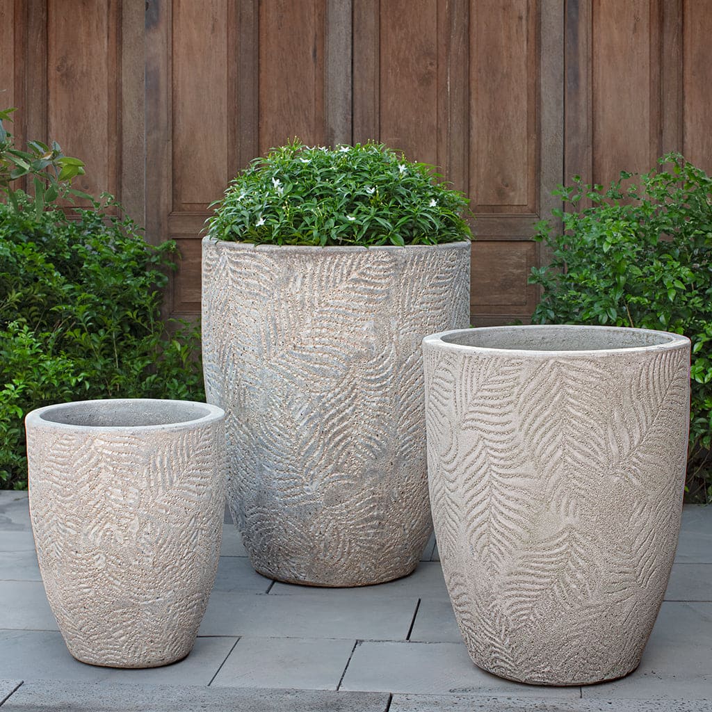 cream outdoor plant pots Tropicale Tall Glazed Planter in Caribbean Sand