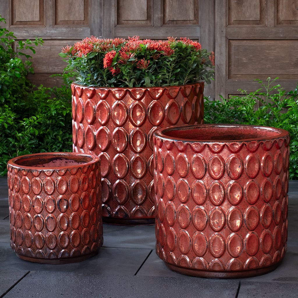 Oriel Glazed Planter – Set of 3 / Brunello