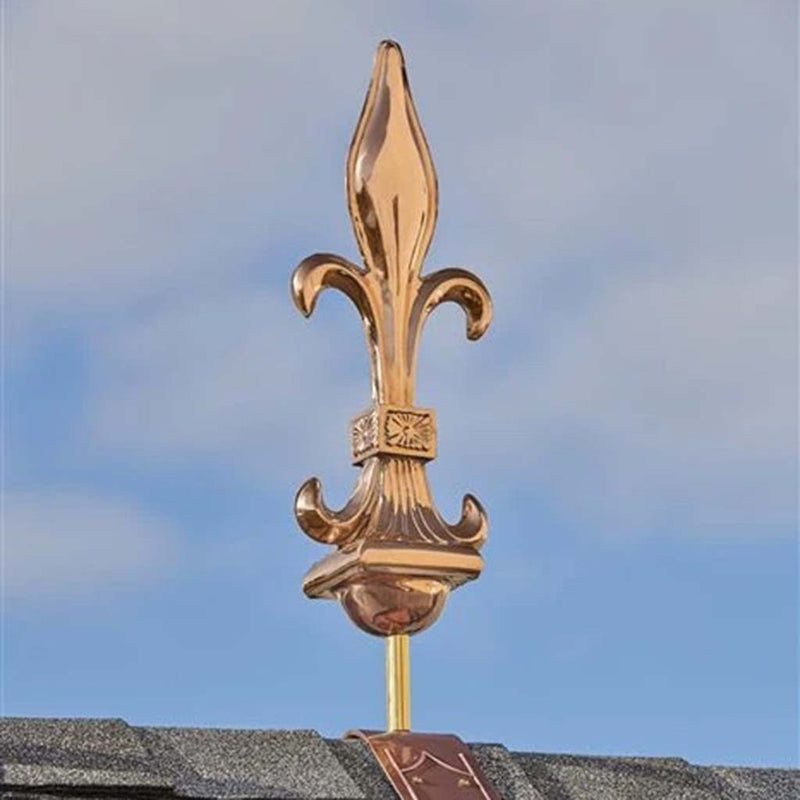 Good Directions Fleur-De-Lis Pure Copper Finial with decorative Copper Roof Mount
