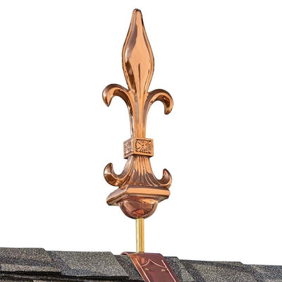 Good Directions Fleur-De-Lis Pure Copper Finial with decorative Copper Roof Mount