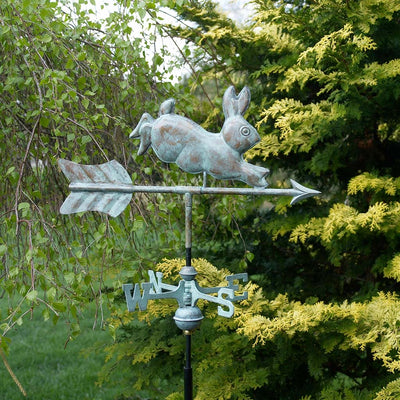 Good Directions Rabbit Garden Weathervane in Blue Verde Copper with Garden Pole
