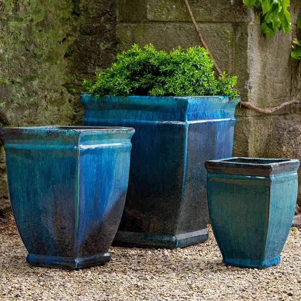 Square Rolled Rim Planter Set of 3 Campania International Mediterranean