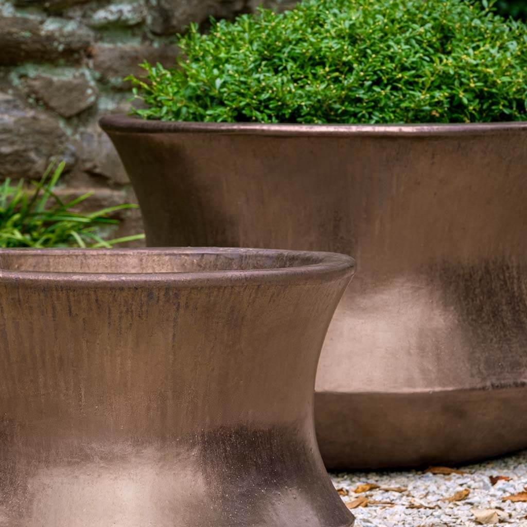 brown plant pots outdoor Jura Planter Set of 2 Campania International Bronze