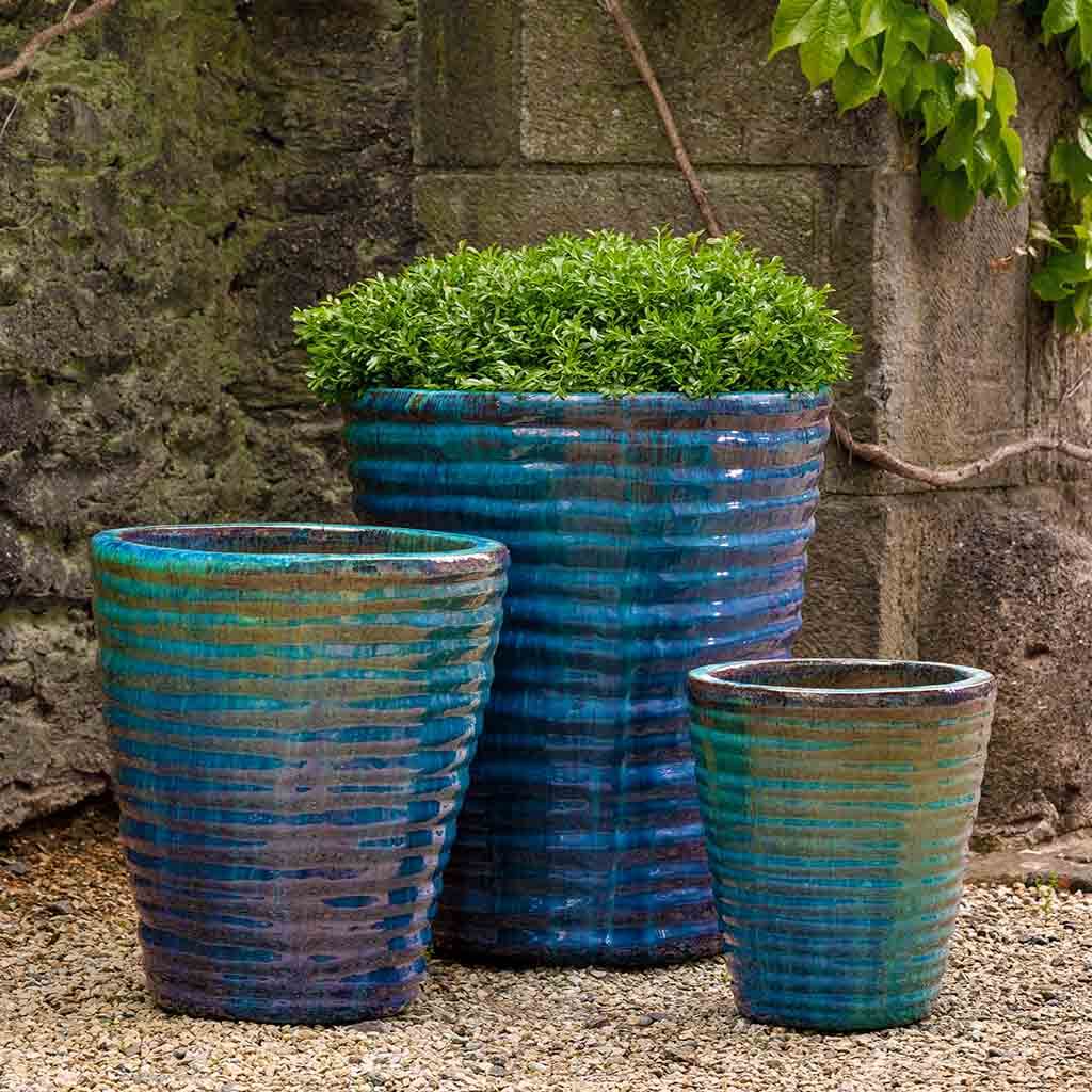 mediterranean outdoor plant pots Round Ruffle Planter Set of 3 Campania International Mediterranean