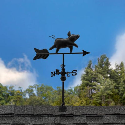 Good Directions Farmhouse-Inspired Pig Cottage Weathrvane with Roof Mount