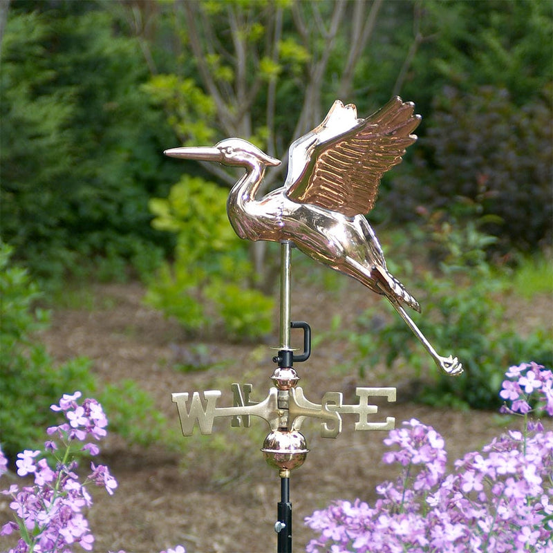 Good Directions Blue Heron Garden Weathervane in Pure Copper with Garden Pole