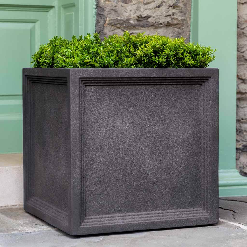 large outdoor box planters Campania International 94-160-3401 LG Sandhurst Square Planter-Lead Lite