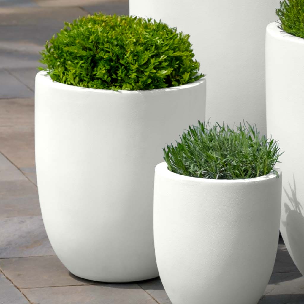 white plastic outdoor plant pots Campania International Bradford Planter Chalk Lite / Small