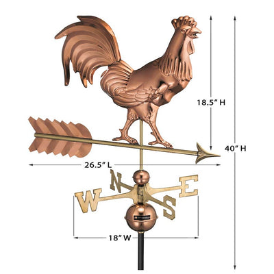 Good Directions Smithsonian Rooster Weathervane in Pure Copper