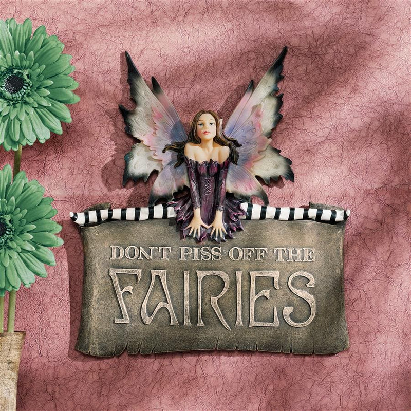 Dont Piss Off the Fairies Sign Wall Sculpture by Design Toscano