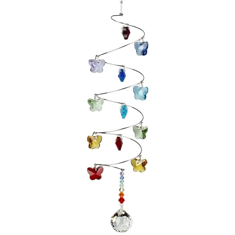 Crystal Spiral in Rainbow Butterflies Wind Chimes with Small Ball by Woodstock Chimes