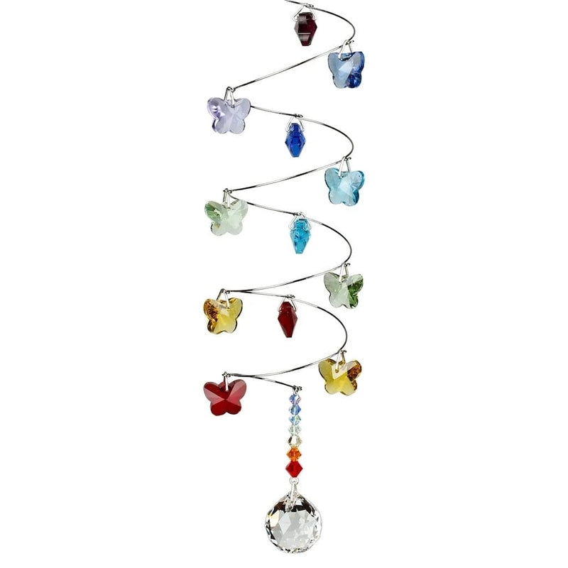Crystal Spiral in Rainbow Butterflies Wind Chimes with Small Ball by Woodstock Chimes