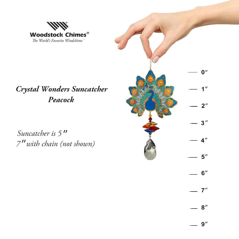 Crystal Wonders Wind Chimes with Peacock by Woodstock Chimes