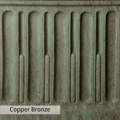 Copper Bronze Patina stain on the Campania International Girona 5 ft Fountain, blues and greens blended into the look of aged copper.