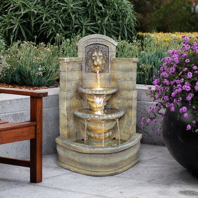 Saint Remy Lion Corner Fountain by Design Toscano