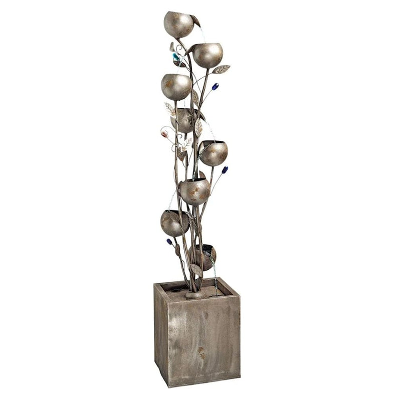 Abstract Floral Cascading Metal Tower Fountain by Design Toscano