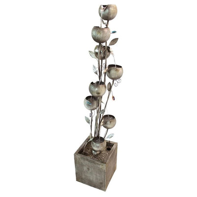 Abstract Floral Cascading Metal Tower Fountain by Design Toscano