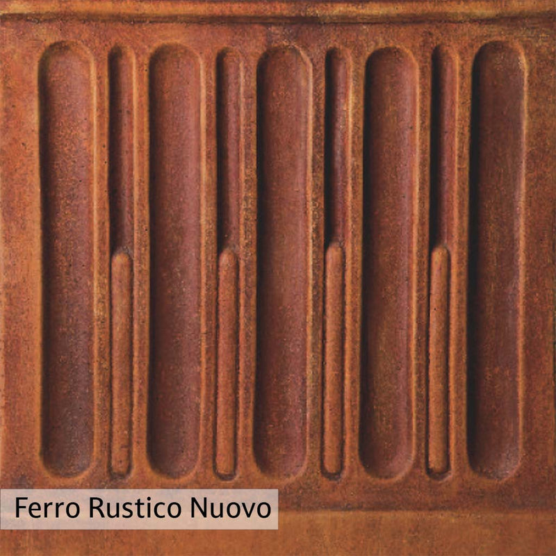 Ferro Rustico Nuovo Patina stain on the Campania International Bibendum Large Fountain, red and orange blended in this striking color for the garden.