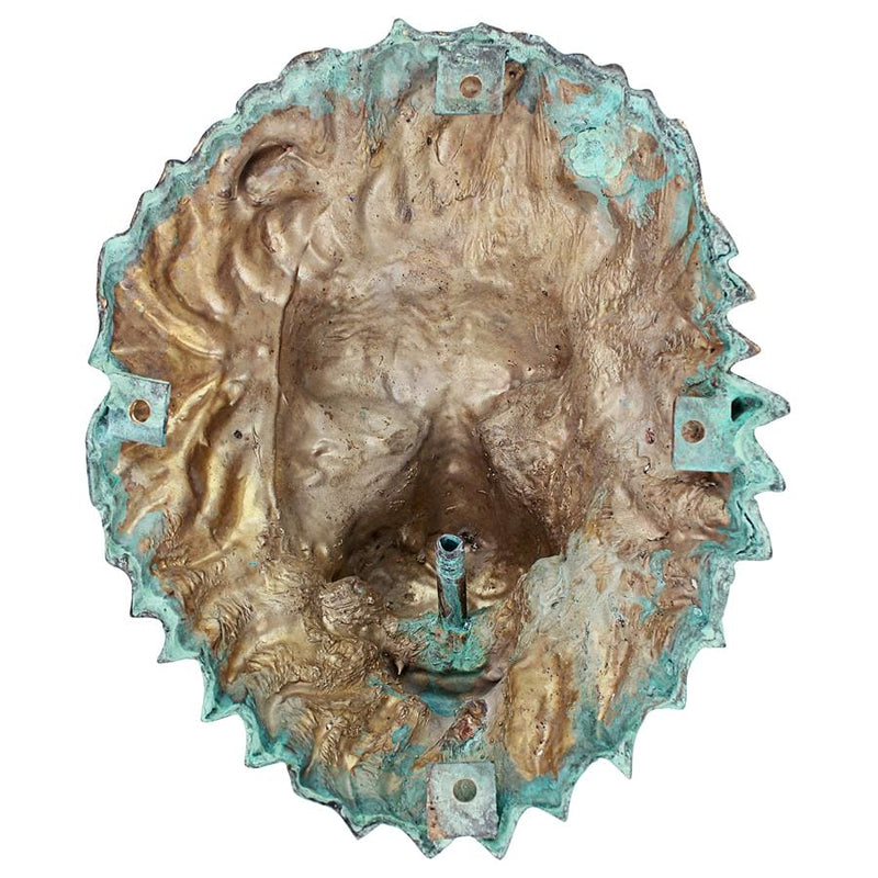 Florentine Lion Head Spouting Bronze Garden Wall Sculpture by Design Toscano