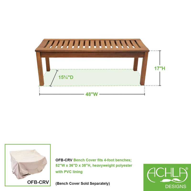 Backless Wooden Bench by Achla Designs