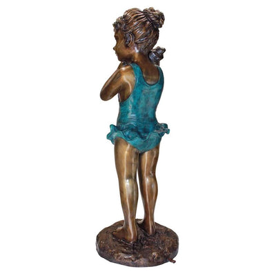 Sea Shell Sounds Standing Girl Cast Bronze Garden Statue by Design Toscano