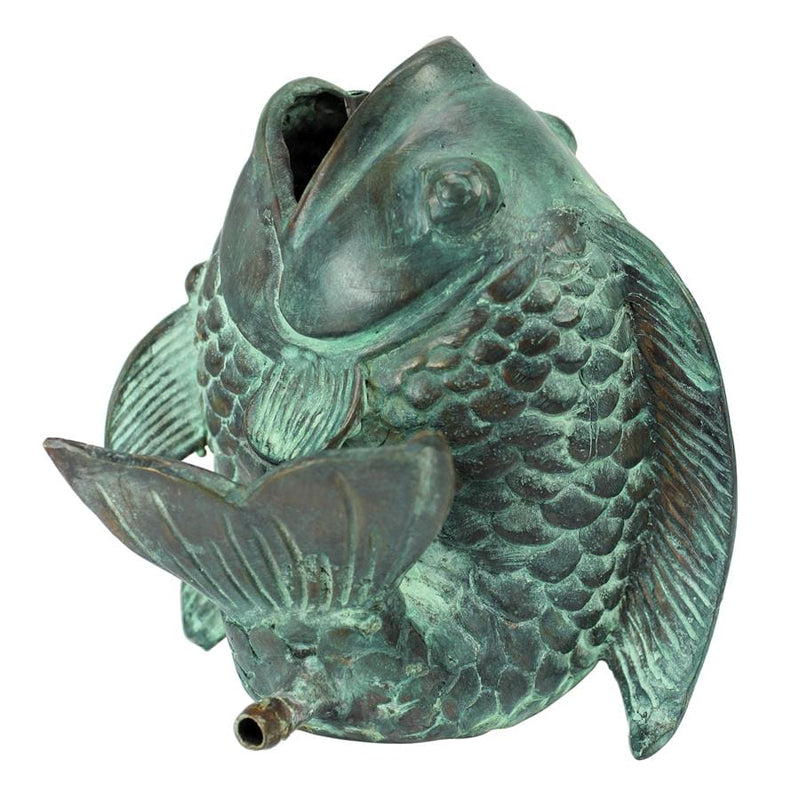 Dancing Asian Fish Bronze Spitting Small Garden Statue by Design Toscano