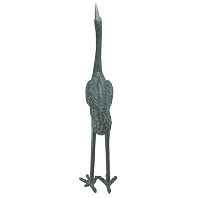Medium Bronze Straight Neck Crane Piped Garden Statue by Design Toscano