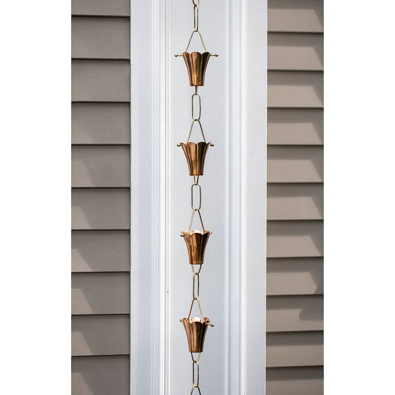Good Directions Fluted Flower Pure Copper 8.5 ft. Rain Chain