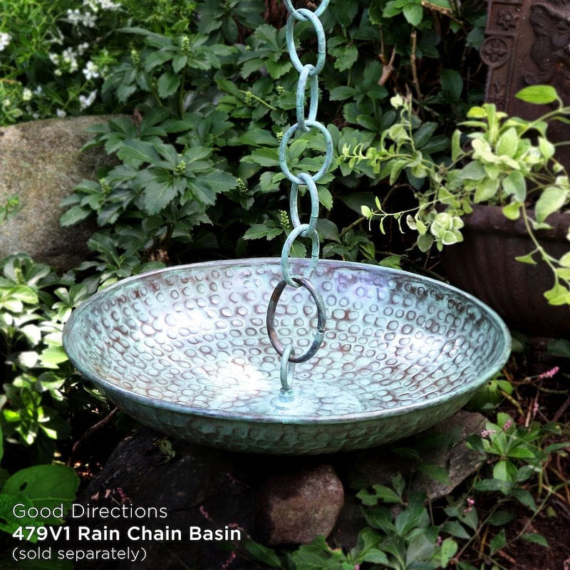 Good Directions Fish Pure Blue Verde Copper 8.5 ft. Rain Chain pair with optional Chain Basin