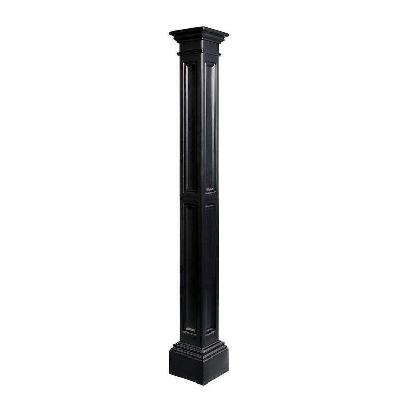 The Mayne Liberty Lamp Post with no mount, in the black finish, the unplanted planter detailed to show the shape and color clearly.