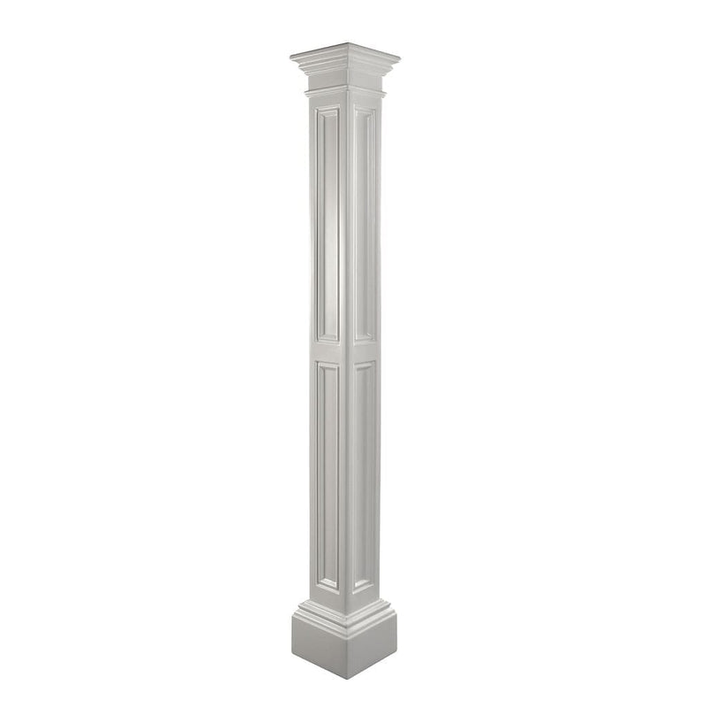 The Mayne Liberty Lamp Post with no mount, in the white finish, the unplanted planter detailed to show the shape and color clearly.