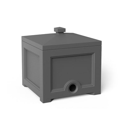The Mayne Fairfield Garden Hose Bin in Graphite Grey, in the graphite finish,detailed to show the shape and color clearly.