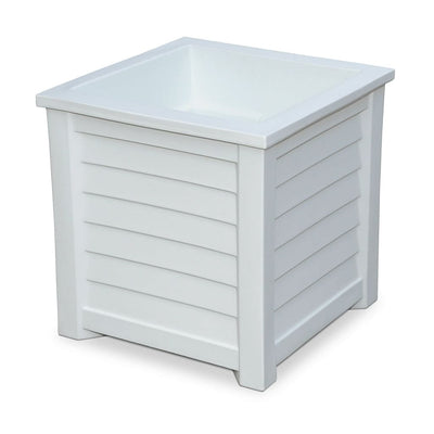 The Mayne Lakeland 20x20 Square Planter, in the white finish, the unplanted planter detailed to show the shape and color clearly.