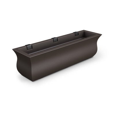The Mayne Valencia 3ft Window Box Planter, in the espresso finish, the unplanted planter detailed to show the shape and color clearly.