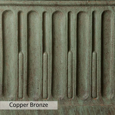 Copper Bronze Patina for the Campania International Cornie Statue, blues and greens blended into the look of aged copper.