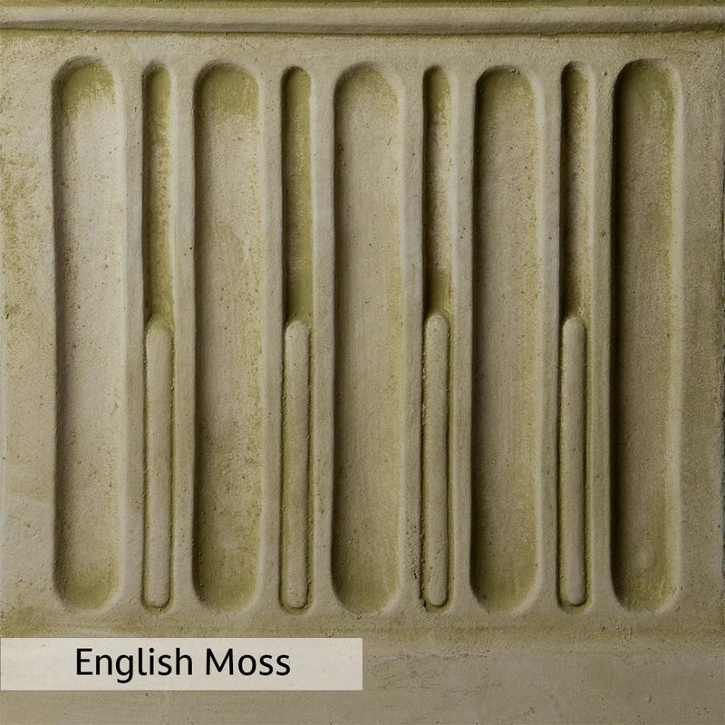 English Moss Patina for the Campania International Rustic Rolled Rim 14.75 inch, green blended into a soft pallet with a light undertone of gray.