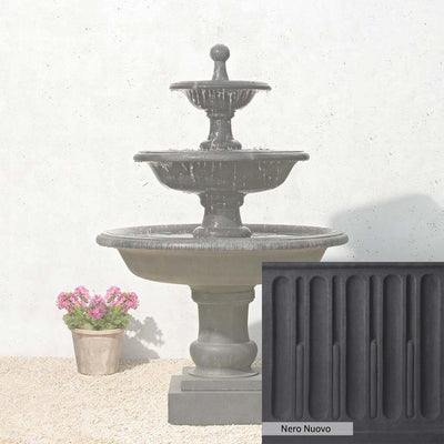 Nero Nuovo Patina for the Campania International Vicobello Fountain, bold dramatic black patina for the garden.