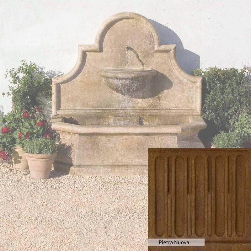 Pietra Nuova Patina for the Campania International Andalusia Wall Fountain, a rich brown blended with black and orange.