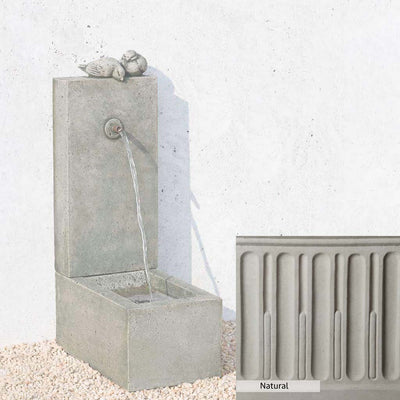 Natural Patina for the Campania International Bird Element Fountain is unstained cast stone the brightest and whitest that ages over time.