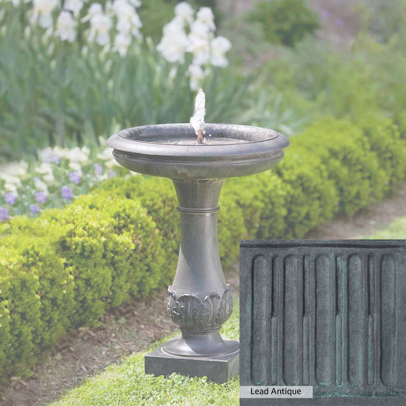 Lead Antique Patina for the Campania International Chatsworth Fountain, deep blues and greens blended with grays for an old-world garden.